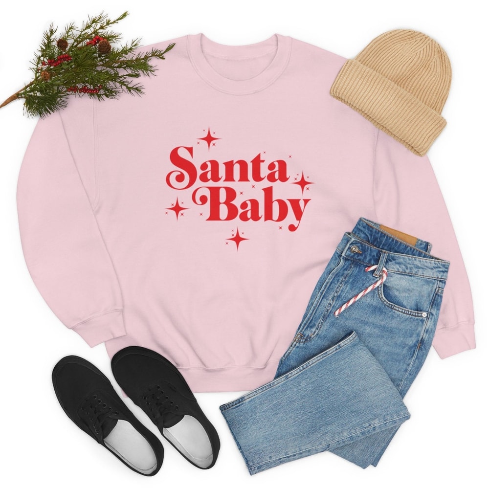 Santa Baby Sweatshirt Santa Baby sweater shirt jumper Holiday Crewneck Cute christmas shirt Gift for her - 4.jpg