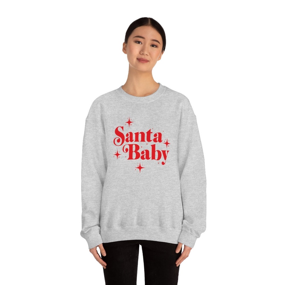 Santa Baby Sweatshirt Santa Baby sweater shirt jumper Holiday Crewneck Cute christmas shirt Gift for her - 7.jpg