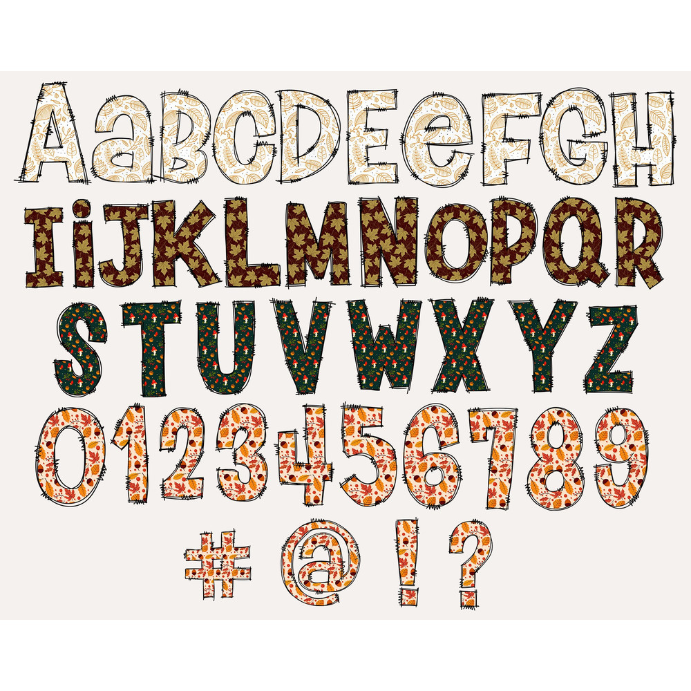 Autumn Doodle Alphabet Bundle, Doodle Letters, Numbers And Letter, Fall Png Letters, Fall Png, Fall Alphabet For Print, Instant Download - 3.jpg