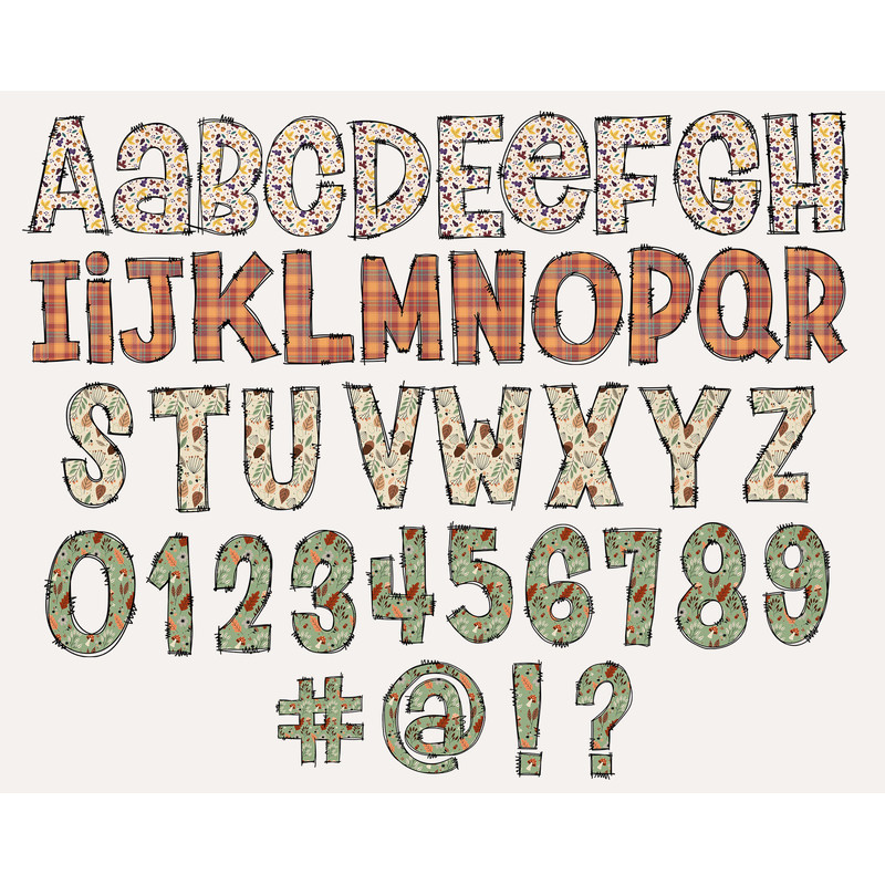 Autumn Doodle Alphabet Bundle, Doodle Letters, Numbers And Letter, Fall Png Letters, Fall Png, Fall Alphabet For Print, Instant Download - 4.jpg