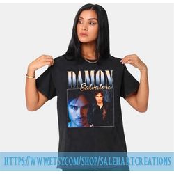 90s vintage damon salvatore. the vampire diaries tv series t-shirt unisex heavy cotton tee