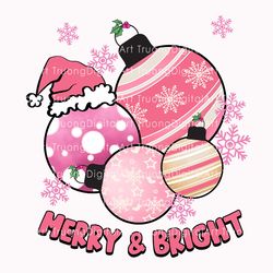 merry & bright png, pink christmas ball png, santa hat png, happy holi