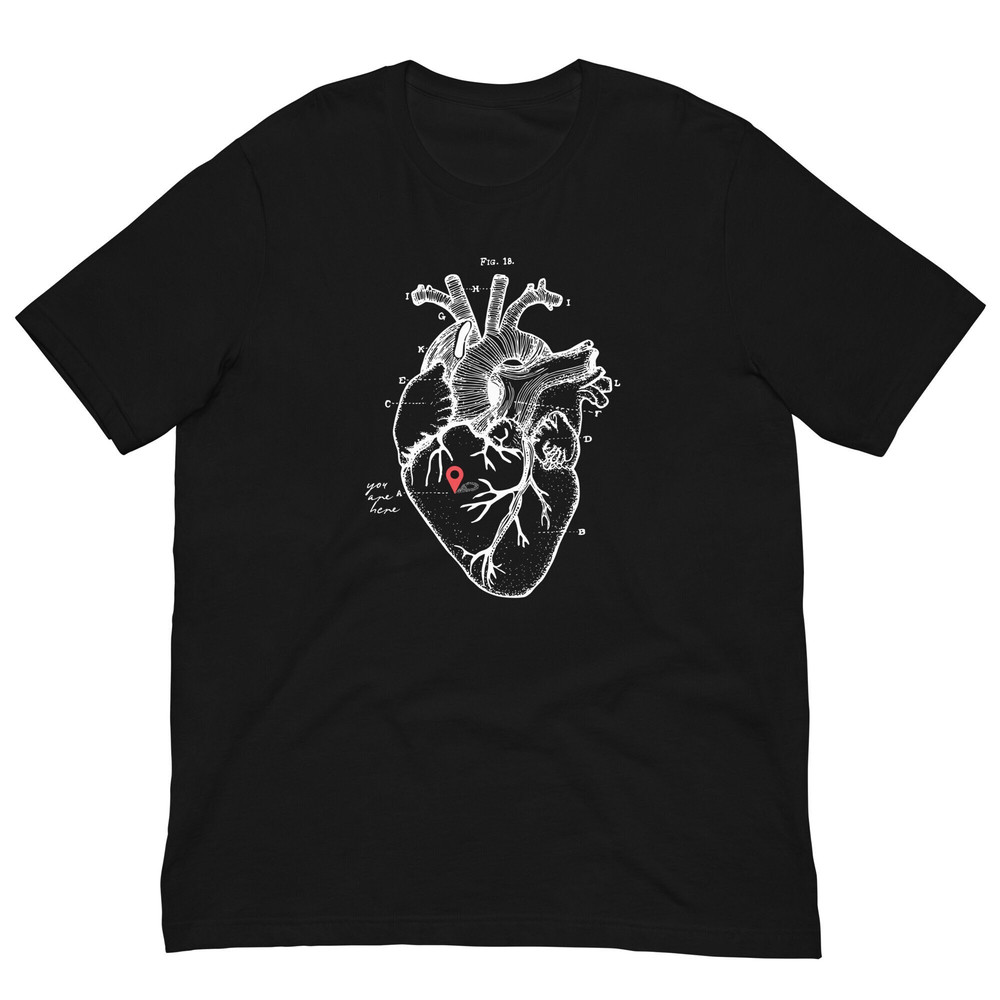 You Are Here (In My Anatomical Heart) Unisex t-shirt Graphic on front and back Valentine's or Anniversary Day Gift - 1.jpg
