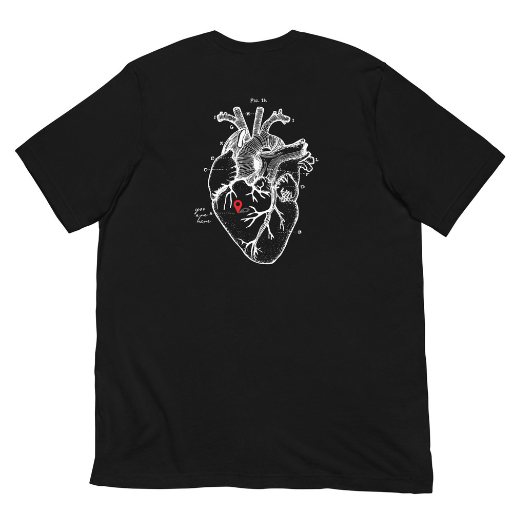 You Are Here (In My Anatomical Heart) Unisex t-shirt Graphic on front and back Valentine's or Anniversary Day Gift - 2.jpg