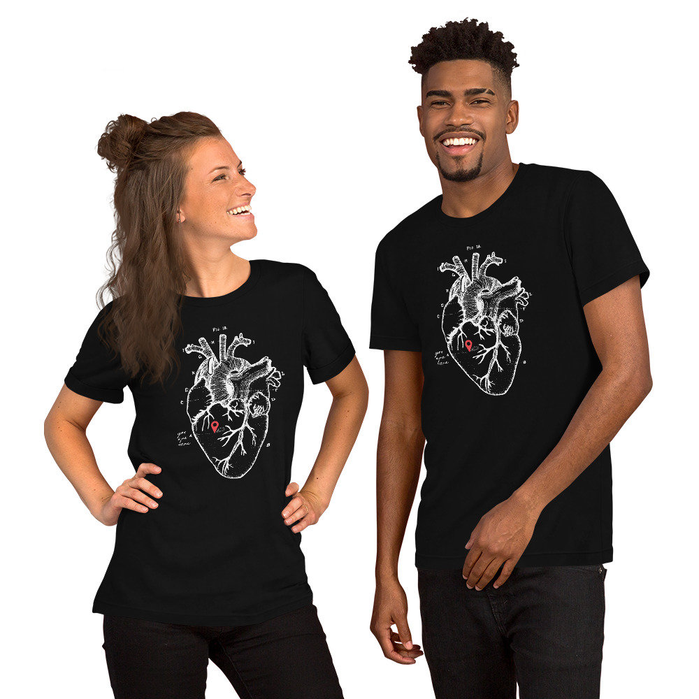 You Are Here (In My Anatomical Heart) Unisex t-shirt Graphic on front and back Valentine's or Anniversary Day Gift - 4.jpg
