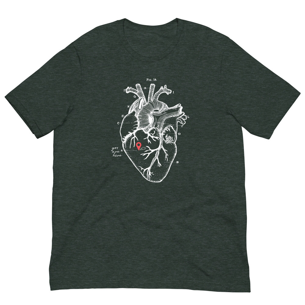 You Are Here (In My Anatomical Heart) Unisex t-shirt Graphic on front and back Valentine's or Anniversary Day Gift - 5.jpg