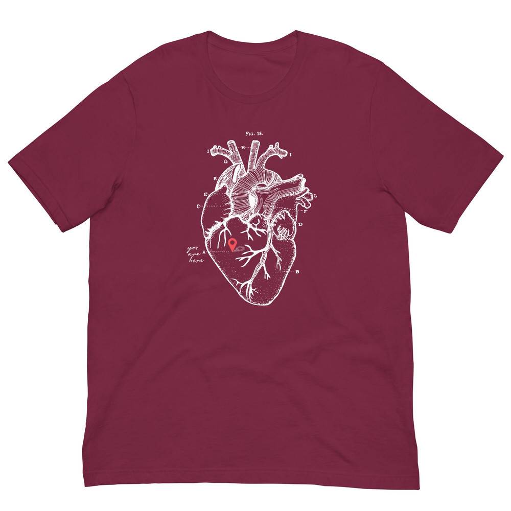 You Are Here (In My Anatomical Heart) Unisex t-shirt Graphic on front and back Valentine's or Anniversary Day Gift - 6.jpg