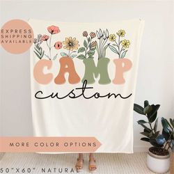 custom camp blanket, camp gifts, custom blanket, wildflower custom blanket, camp crew blanket, camp custom blanket, camp