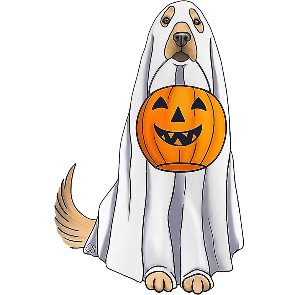 golden retriever ghost pumpkin halloween fall .pnggolden retriever ghost pumpkin halloween fall .png