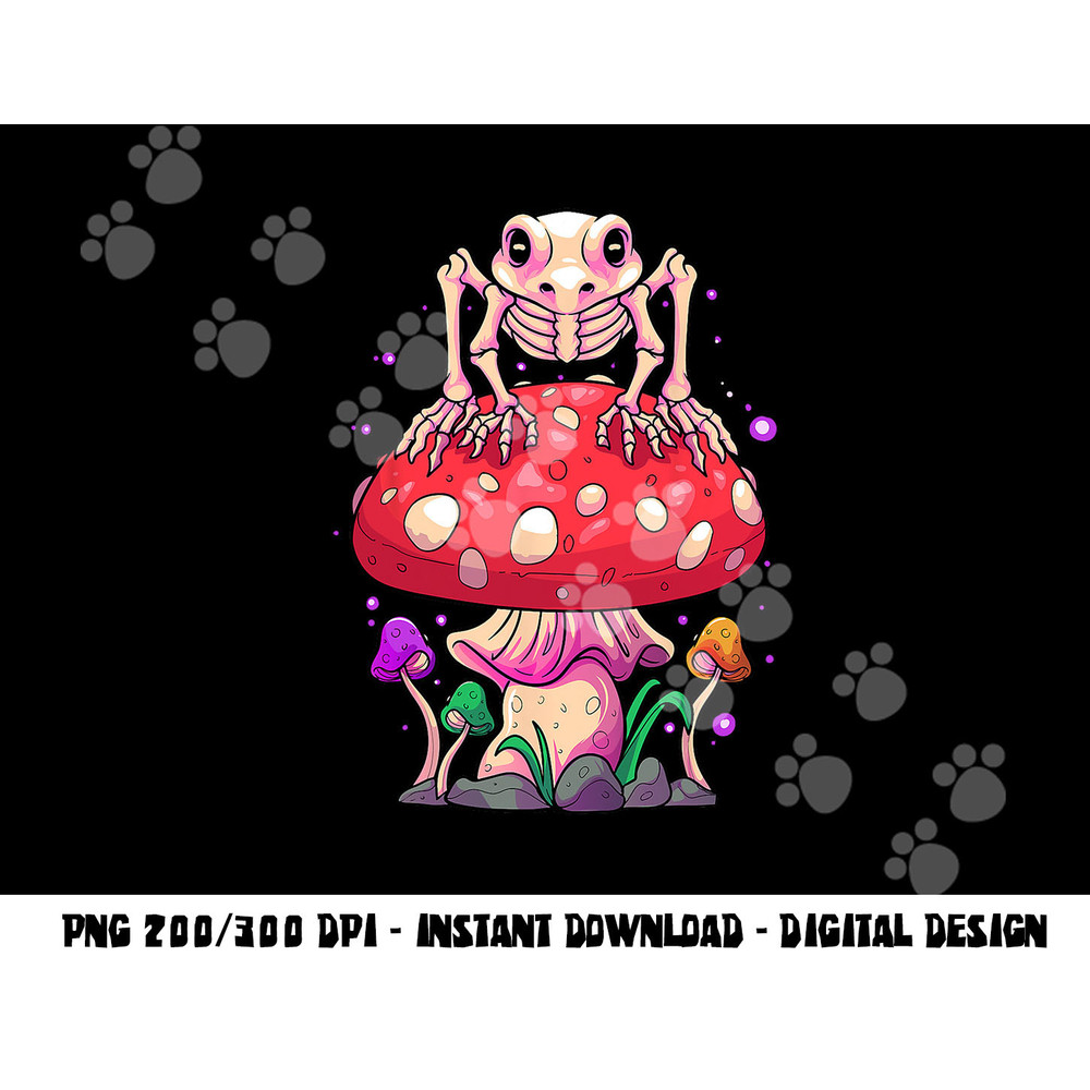 Cottagecore Skeleton Frog Skull Mushroom Halloween Nu Goth png,sublimation copy.jpg
