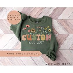 custom grandma sweatshirt, personalized grandma wildflowers sweater, grandma est 2023, pregnancy reveal, custom grandma
