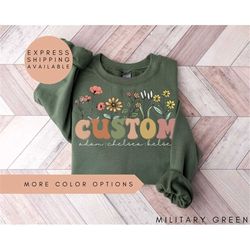 custom grandma sweatshirt with grandkids names,personalized grandma wildflowers sweatshirt,grandkids names sweater,mothe