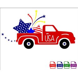 patriotic pickup truck svg, red white and blue truck png, 4th of july svg, 4th of july pickup truck svg, farmhouse 4th o