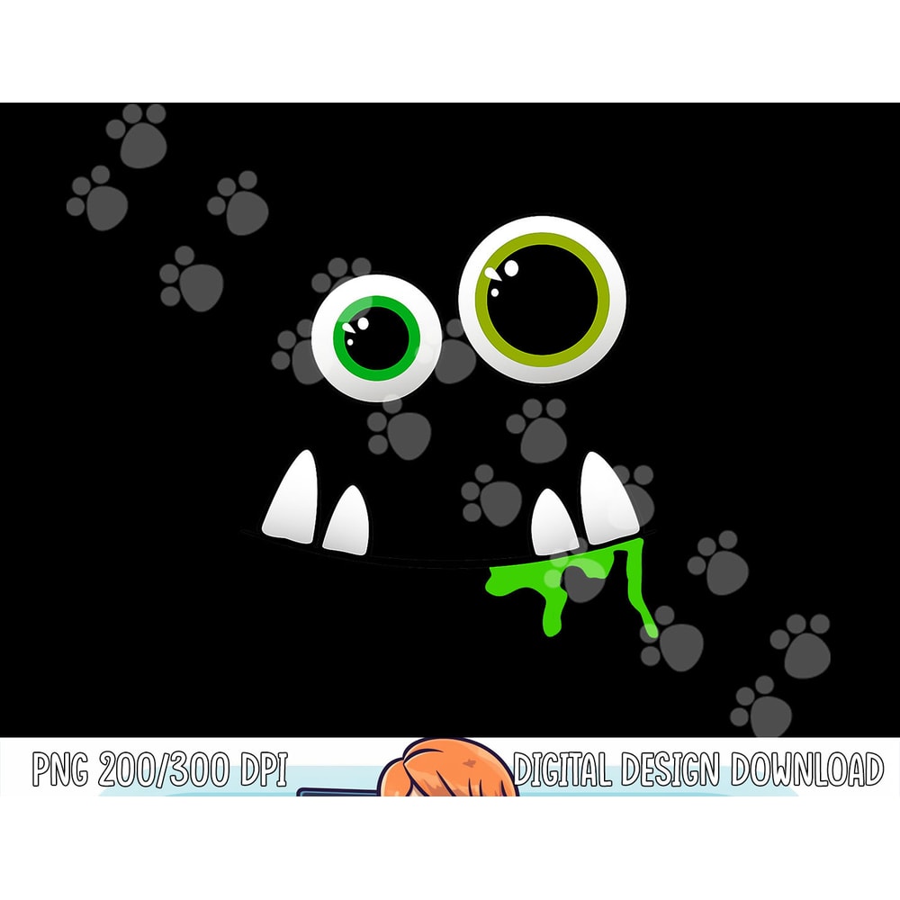 Cute Monster Face Halloween Group Costume Gift Tee png,sublimation copy.jpg