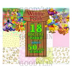 18 winnie the pooh digital paper, winnie the pooh scrapbook, winnie the pooh clipart png