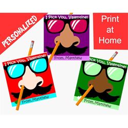 customized nose picking valentine's day cards - printable valentine cards for kids - funny nose picking valentines - pen