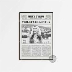 miley cyrus retro newspaper print, violet chemistry poster, lyrics print, miley cyrus poster, home decor, endless summer