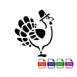 turkey pilgrim svg, turkey svg file, thanksgiving clipart, thanksgiving sublimation, fall png, svg, dxf, eps and png fil
