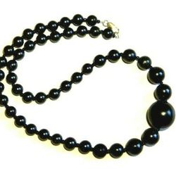 Shungite beaded necklace handmade from a unique healing stone for women.