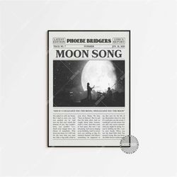 phoebe bridgers retro newspaper print, moon song poster, moon song lyrics print, phoebe bridgers poster, punisher poster