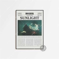 hozier retro newspaper print, sunlight poster, sunlight lyrics print, hozier poster, wasteland, baby! poster, home decor