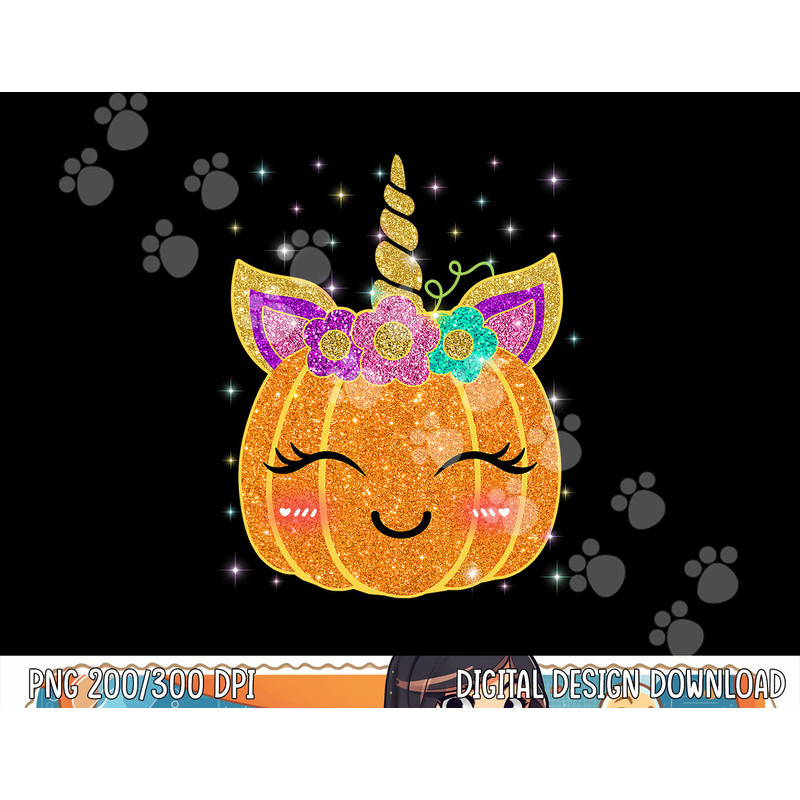 Cute Unicorn Pumpkin Girls Kids Funny Halloween Costume png,sublimation copy.jpg