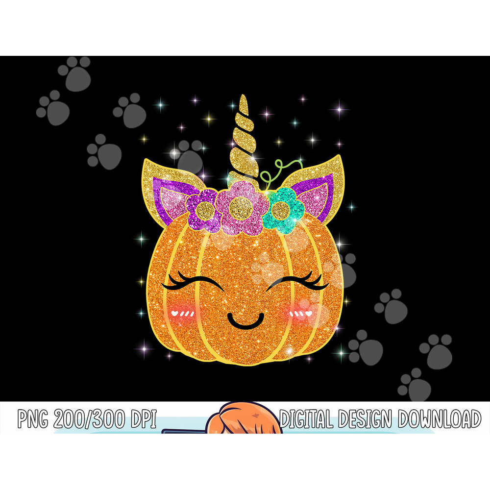 Cute Unicorn Pumpkin Girls Kids Funny Halloween Costume png,sublimation copy.jpg