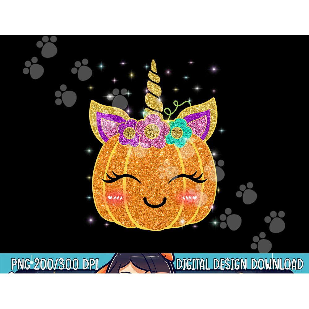 Cute Unicorn Pumpkin Girls Kids Funny Halloween Costume png,sublimation copy.jpg