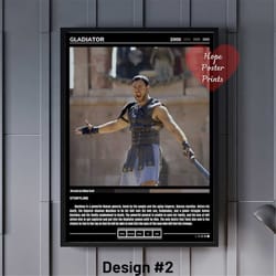 gladiator poster, gladiator print, gladiator decor, gladiator art, gladiator gift, cult movie film poster, ridley scot