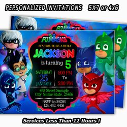 Pj Mask Invitation,  Pj Mask Birthday Invitation, Super Hero Invitation, Pj Mask Party, Personalized Invitation