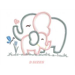 Elephant embroidery designs - Mother with baby embroidery design machine embroidery pattern - elephant applique design -