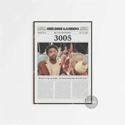 childish gambino retro newspaper print, 3005 poster, 3005 lyric print, childish gambino poster, because the internet pos