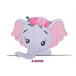 peek a boo elephant embroidery designs - animal embroidery design machine embroidery pattern - baby girl embroidery file