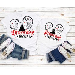 birthday squad svg, family trip 2022 svg, mickey mouse and minnie mouse head with castle and fireworks, svg, png, eps an