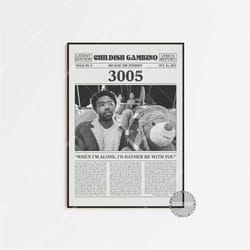 childish gambino retro newspaper print, 3005 poster, 3005 lyric print, childish gambino poster, because the internet, ho