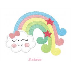 Cloud embroidery design - rainbow embroidery design machine embroidery pattern - baby embroidery file - kid embroidery r