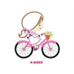 Girl embroidery designs - Girl with bike embroidery design machine embroidery pattern - girl applique design - baby embr