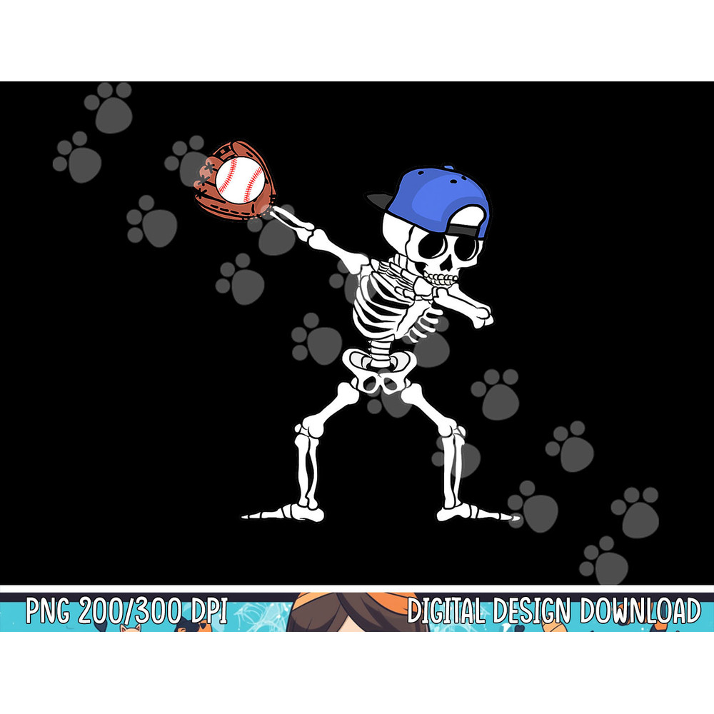 Dabbing Skeleton Baseball Halloween Player Catcher Pitcher png,sublimation copy.jpg