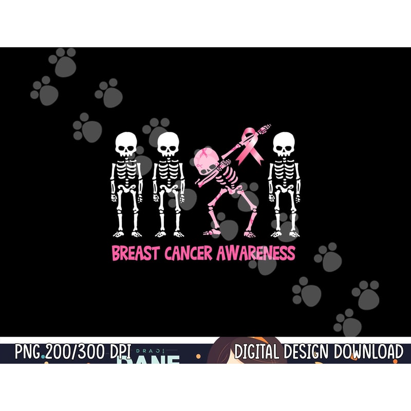 Dabbing Skeleton Pink Ribbon Breast Cancer Halloween png,sublimation copy.jpg