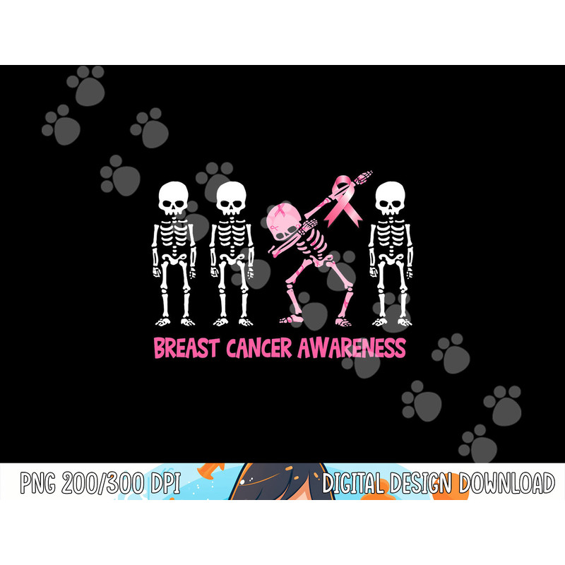 Dabbing Skeleton Pink Ribbon Breast Cancer Halloween png,sublimation copy.jpg