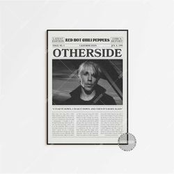 red hot chili peppers retro newspaper print, otherside poster, otherside lyrics print, red hot chili peppers poster, hom