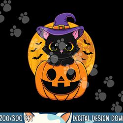 halloween black cat witch hat pumpkin for kids girls png, sublimation copy
