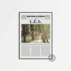 childish gambino retro newspaper print, l.e.s. poster, l.e.s. lyric print, childish gambino poster, camp poster, home de