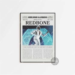 childish gambino retro newspaper print, redbone poster, redbone lyric print, childish gambino poster, awaken my love pos