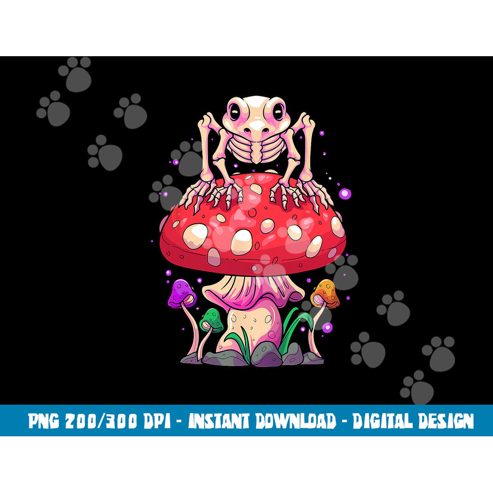 Cottagecore Skeleton Frog Skull Mushroom Halloween Nu Goth  png,sublimation copy.jpg