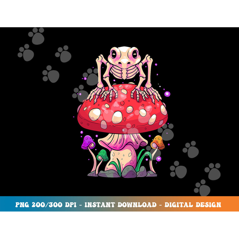Cottagecore Skeleton Frog Skull Mushroom Halloween Nu Goth png,sublimation copy.jpg