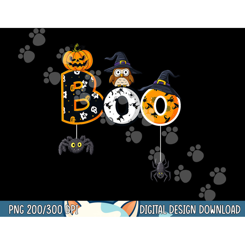 Halloween Boo Owl With Witch Hat Spiders Boys Girls Kids png, sublimation copy.jpg