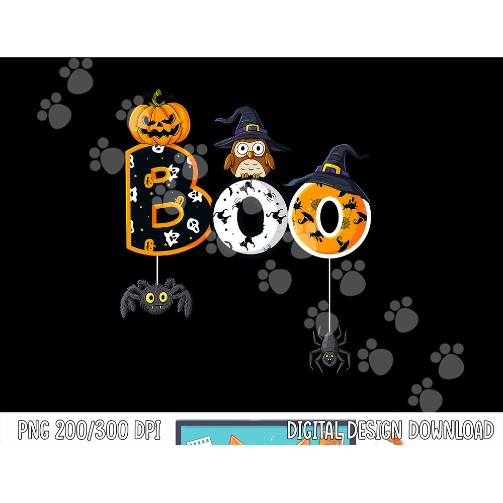Halloween Boo Owl With Witch Hat Spiders Boys Girls Kids png, sublimation copy.jpg