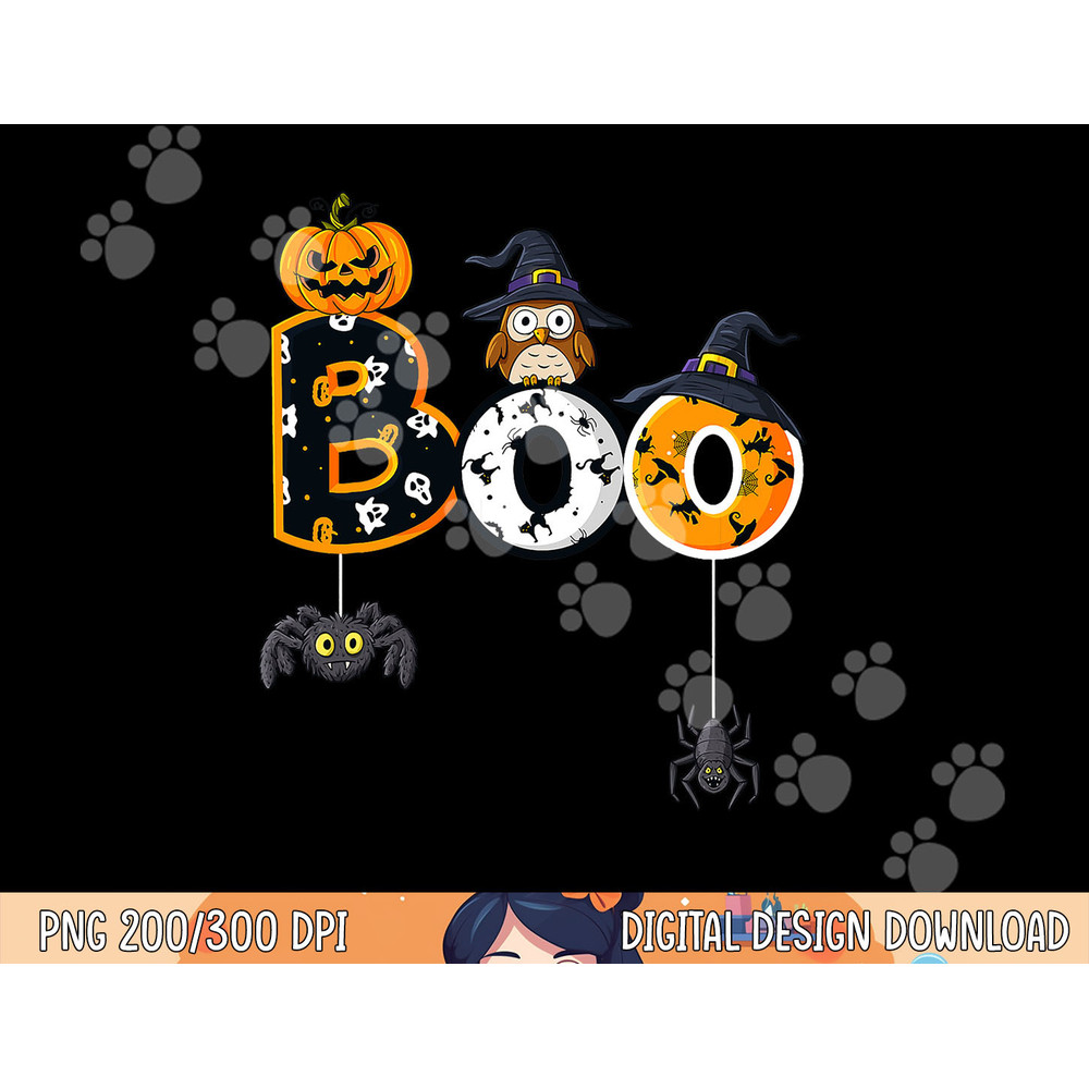 Halloween Boo Owl With Witch Hat Spiders Boys Girls Kids png, sublimation copy.jpg