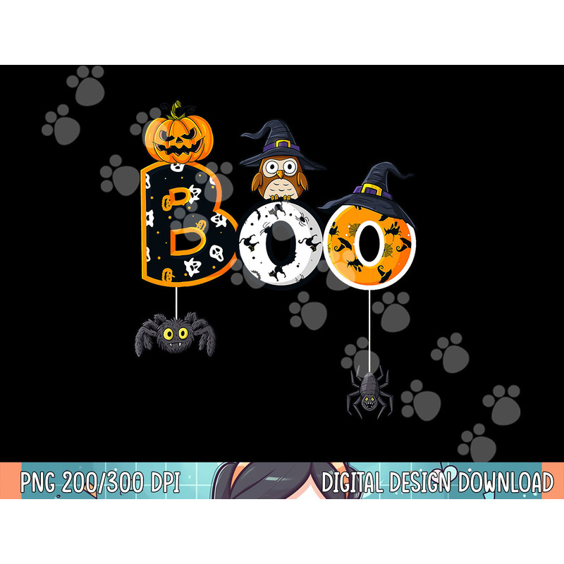 Halloween Boo Owl With Witch Hat Spiders Boys Girls Kids png, sublimation copy.jpg